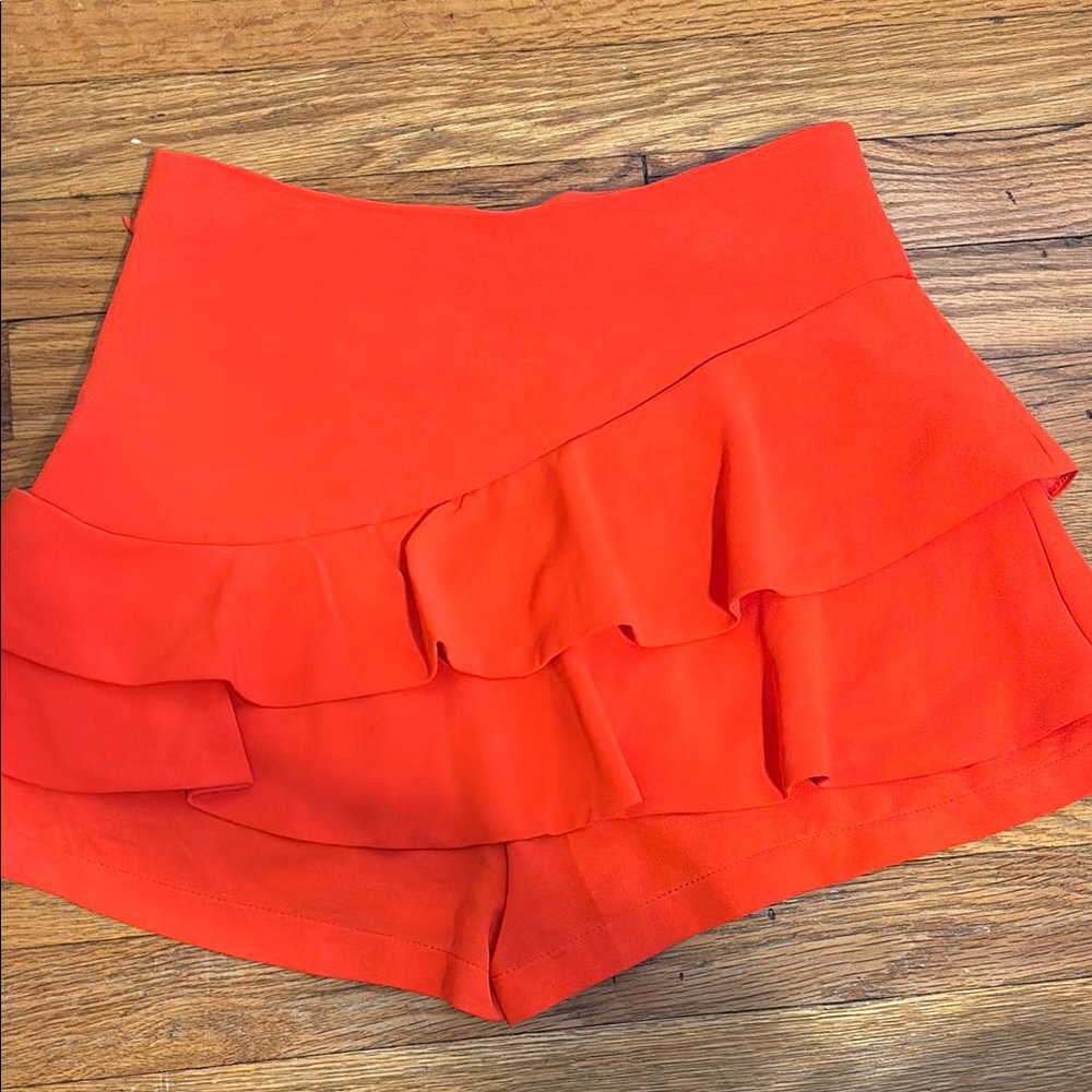 DO+BE Orange Ruffle Skorts with Layered Design